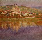 Claude Monet Famous Paintings - Vetheuil Pink Effect